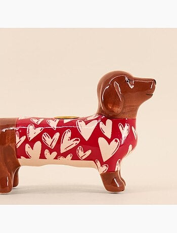 Bougeoir teckel en céramique 20cm