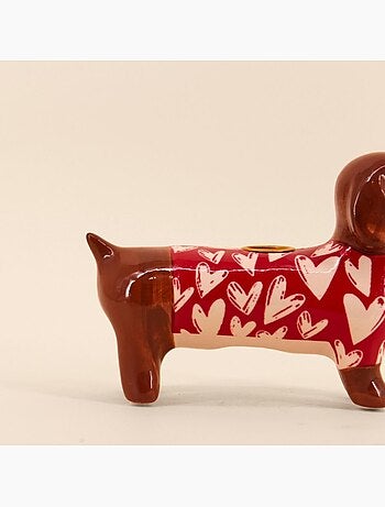 Bougeoir teckel en céramique 20cm