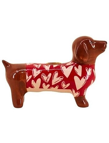 Bougeoir teckel en céramique 20cm