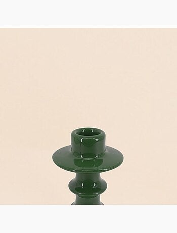 Bougeoir vert en céramique 22cm