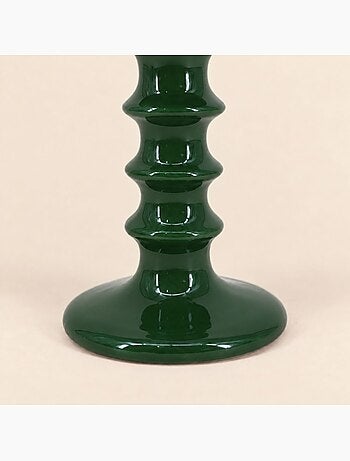Bougeoir vert en céramique 22cm