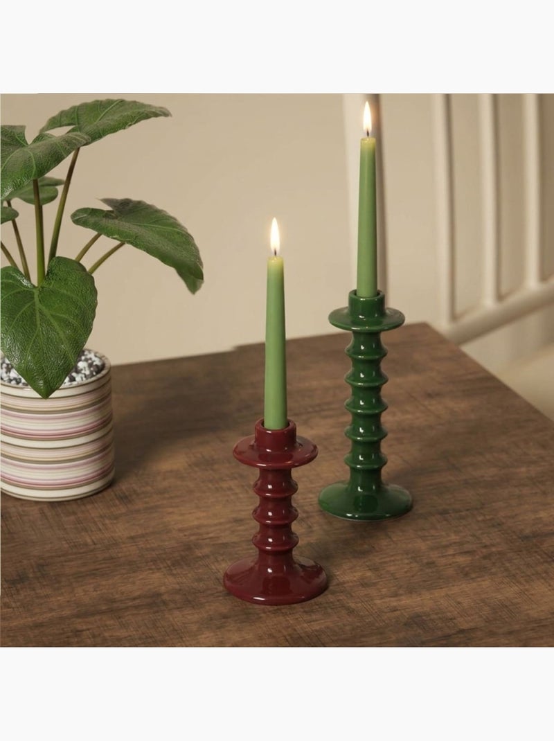 Bougeoir vert en céramique 22cm Vert - Kiabi