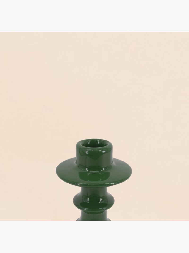 Bougeoir vert en céramique 22cm Vert - Kiabi