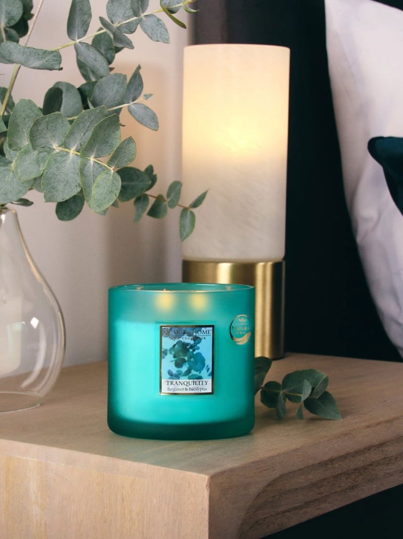 Bougie 2 mèches ellipse apaisement - 40 heures Bleu - Kiabi