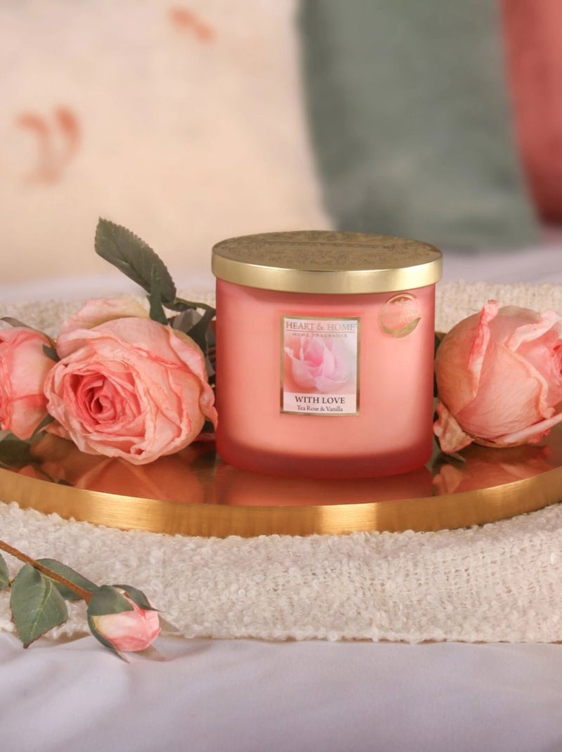 Bougie 2 mèches ellipse avec amour  - 40 heures Rose - Kiabi