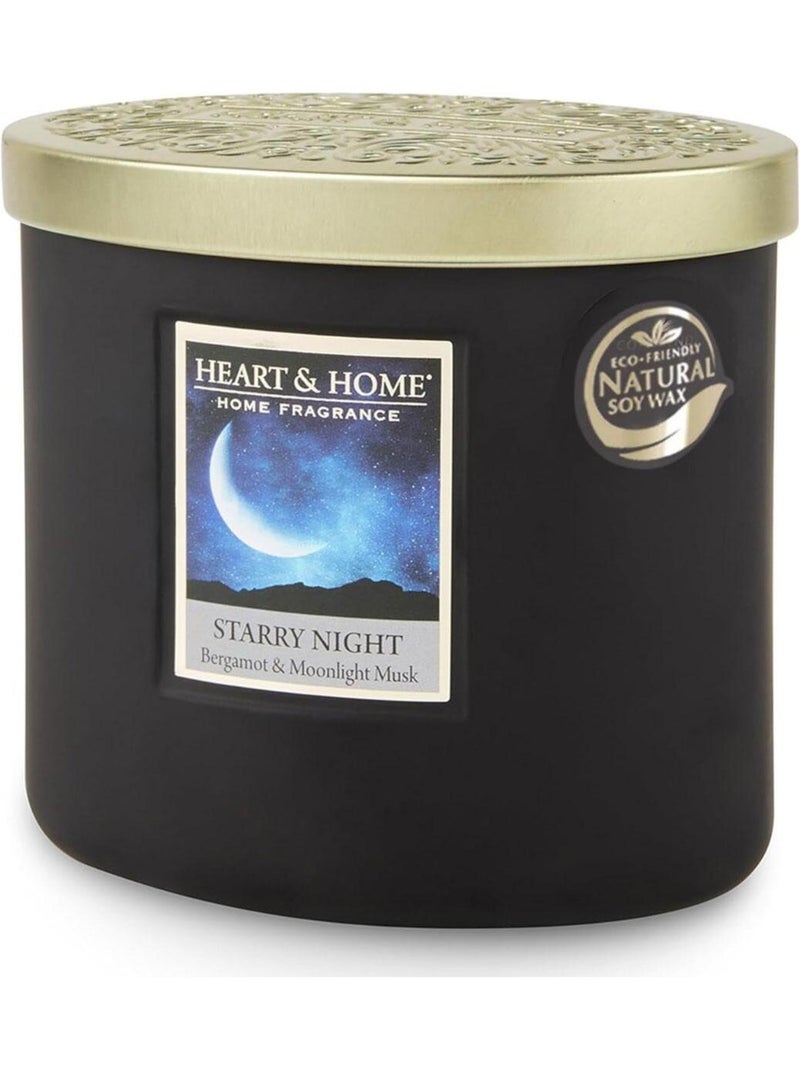 Bougie 2 mèches éllipse nuit étoilée Noir - Kiabi