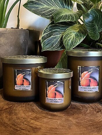 Bougie à la cire de soja Poire pochée au miel