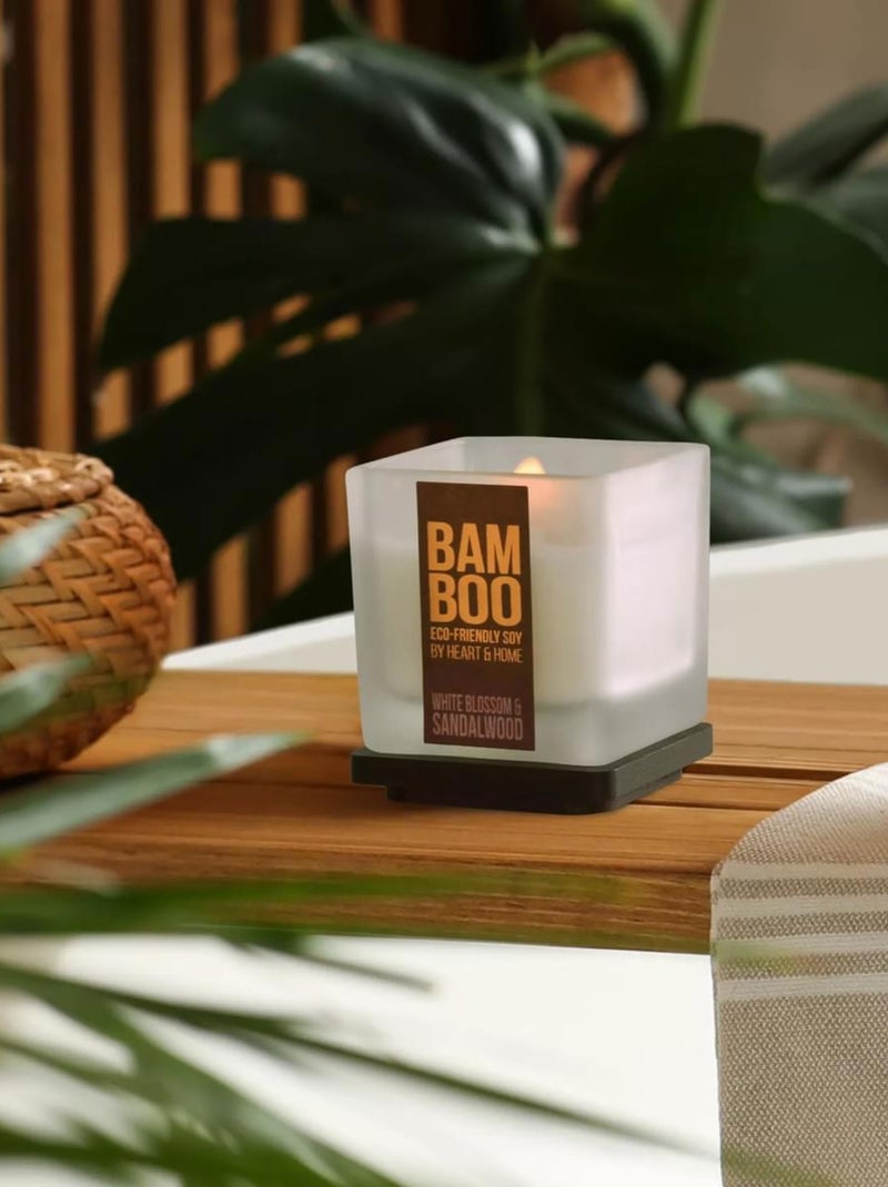 Bougie bambou fleur de cerisier et bois de santal Blanc - Kiabi