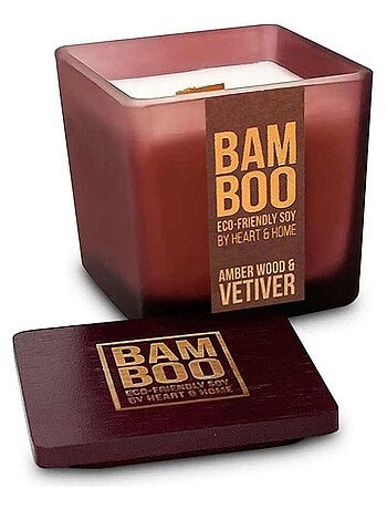 Bougie bambou heart and home bois ambre et vétiver