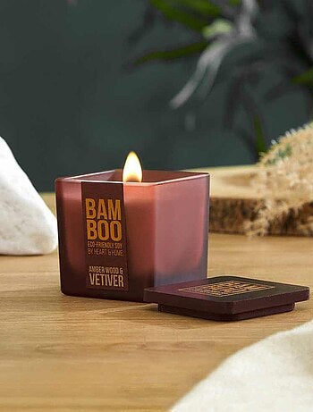 Bougie bambou heart and home bois ambre et vétiver