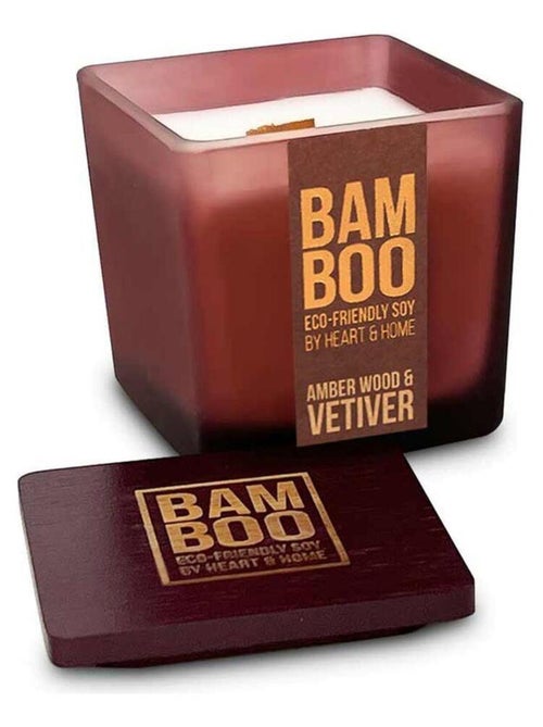 Bougie bambou heart and home bois ambre et vétiver - Kiabi