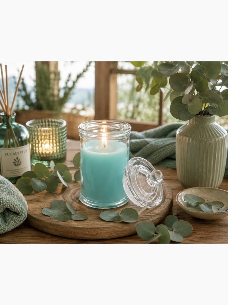 Bougie bocal en verre Eucalyptus Bleu - Kiabi