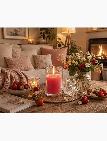 Bougie bocal en verre Fraise