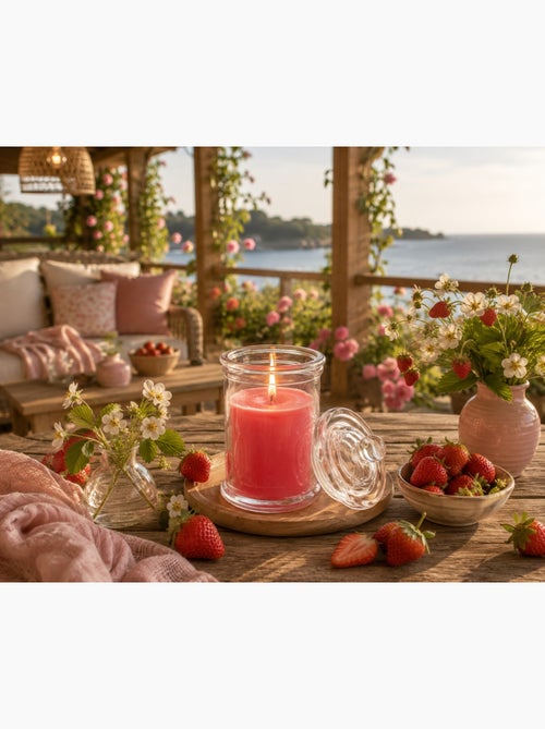 Bougie bocal en verre Fraise - Kiabi