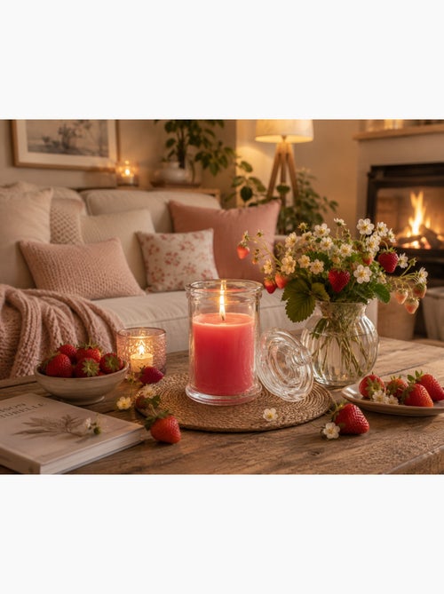 Bougie bocal en verre Fraise - Kiabi