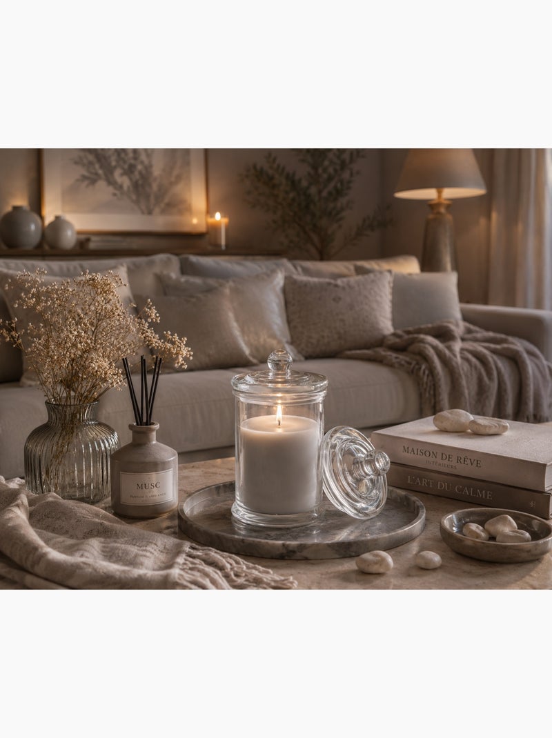 Bougie bocal en verre senteur Musc Gris - Kiabi