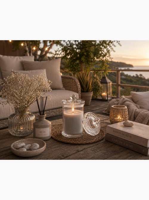 Bougie bocal en verre senteur Musc - Kiabi