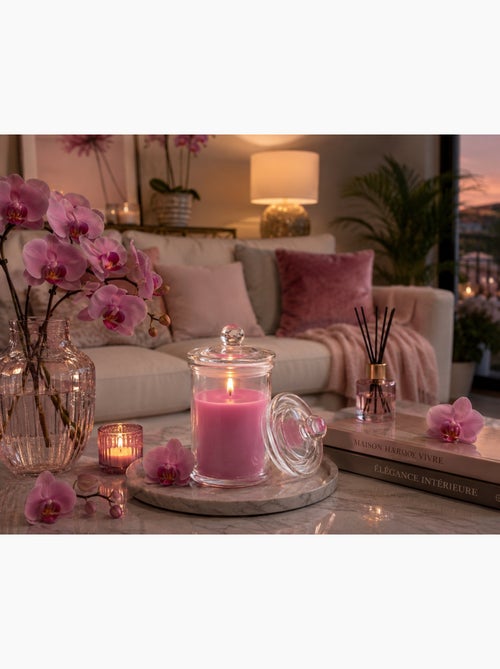 Bougie bocal en verre senteur Orchidee rose - Kiabi