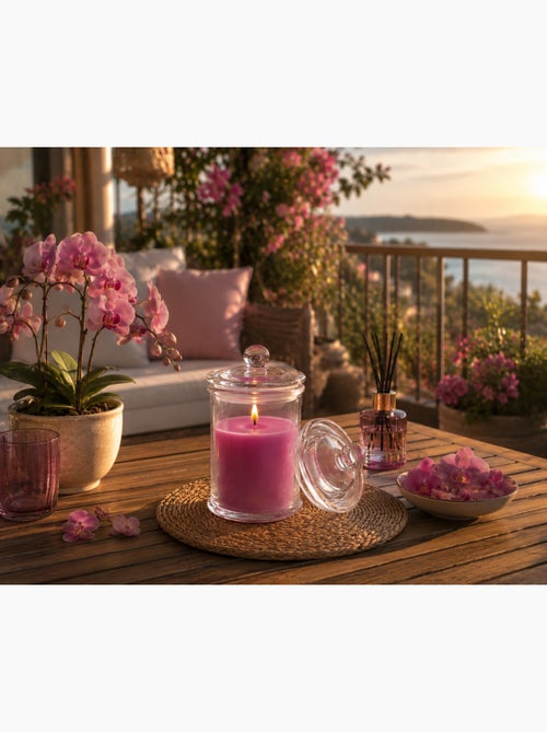 Bougie bocal en verre senteur Orchidee rose - Kiabi