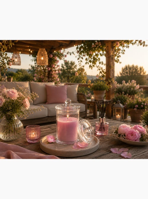 Bougie bocal en verre transparent Rose - Kiabi