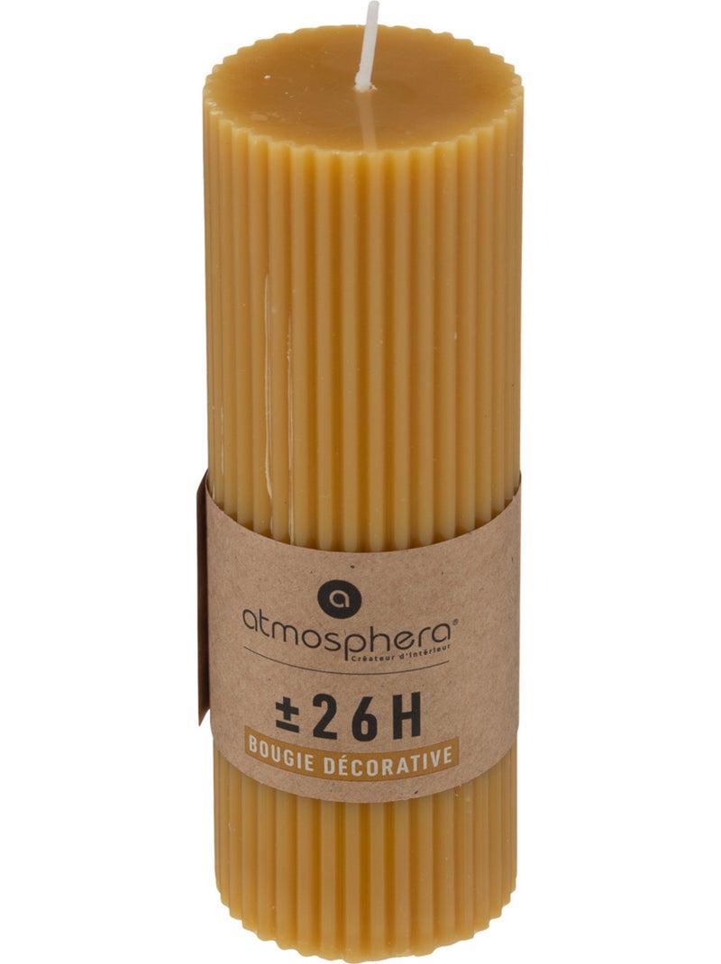 Bougie cylindre cannelé DEMI Moutarde - Kiabi
