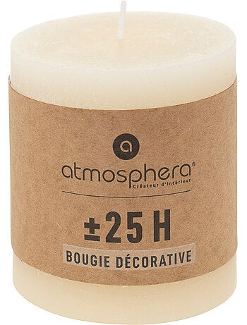 Bougie cylindre en cire aspect rustique olia
