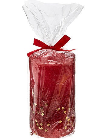 Bougie cylindre pailletée COLORAMA ROUGE