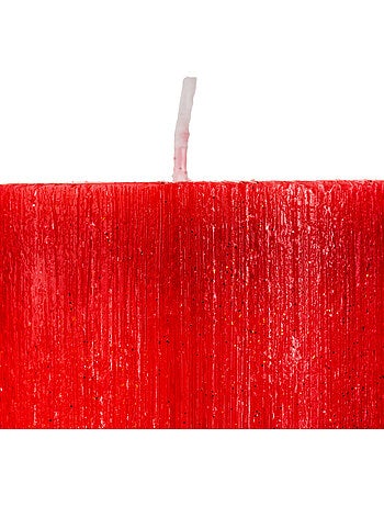 Bougie cylindre pailletée COLORAMA ROUGE