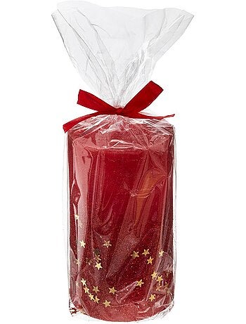 Bougie cylindre pailletée colorama rouge