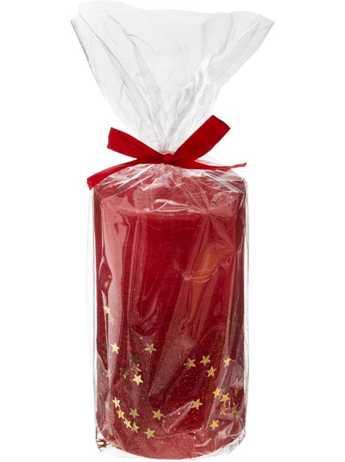 Bougie cylindre pailletée COLORAMA ROUGE - Kiabi