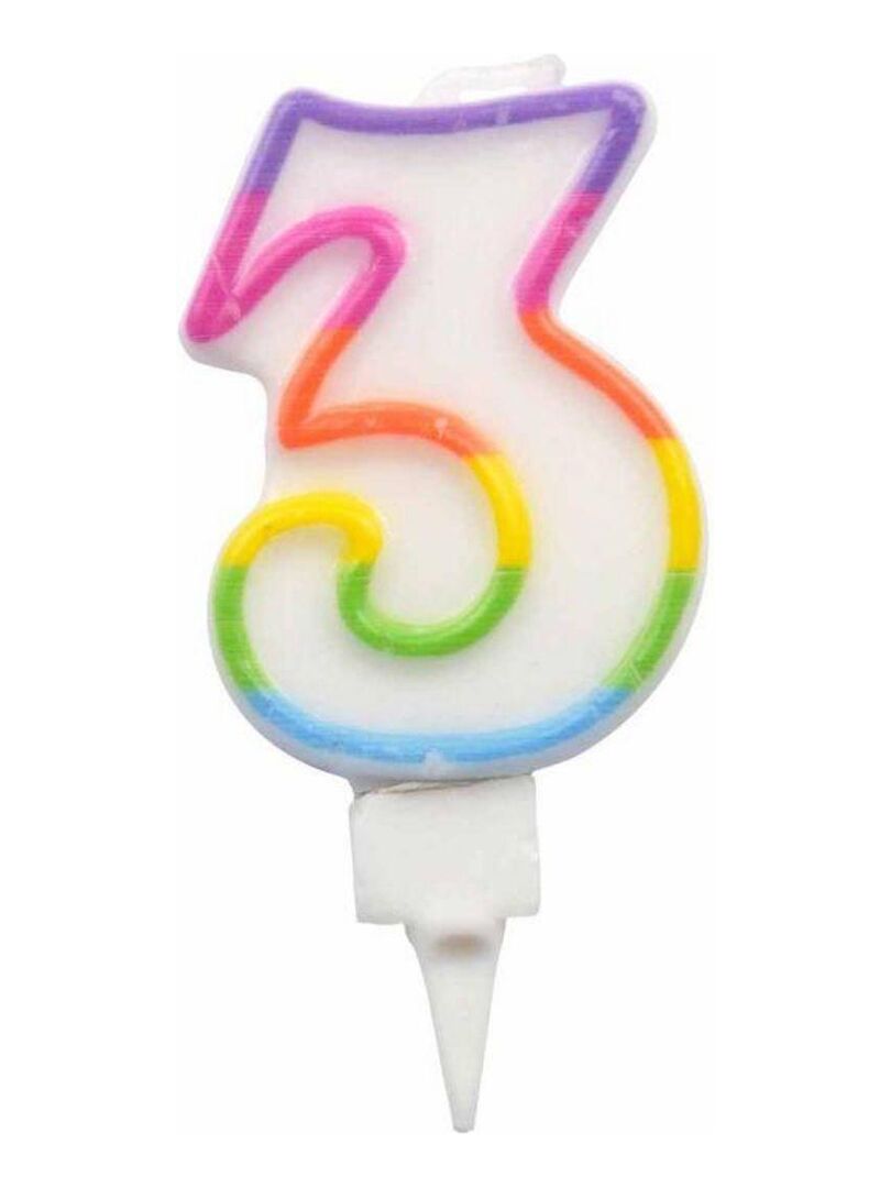 Bougie d anniversaire chiffre 3 - Multicolore - Kiabi - 1.64€