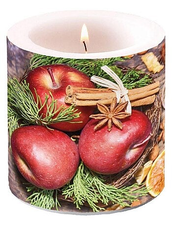 Bougie décorative pommes et cannelle noël
