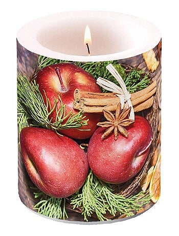 Bougie décorative pommes et cannelle noël