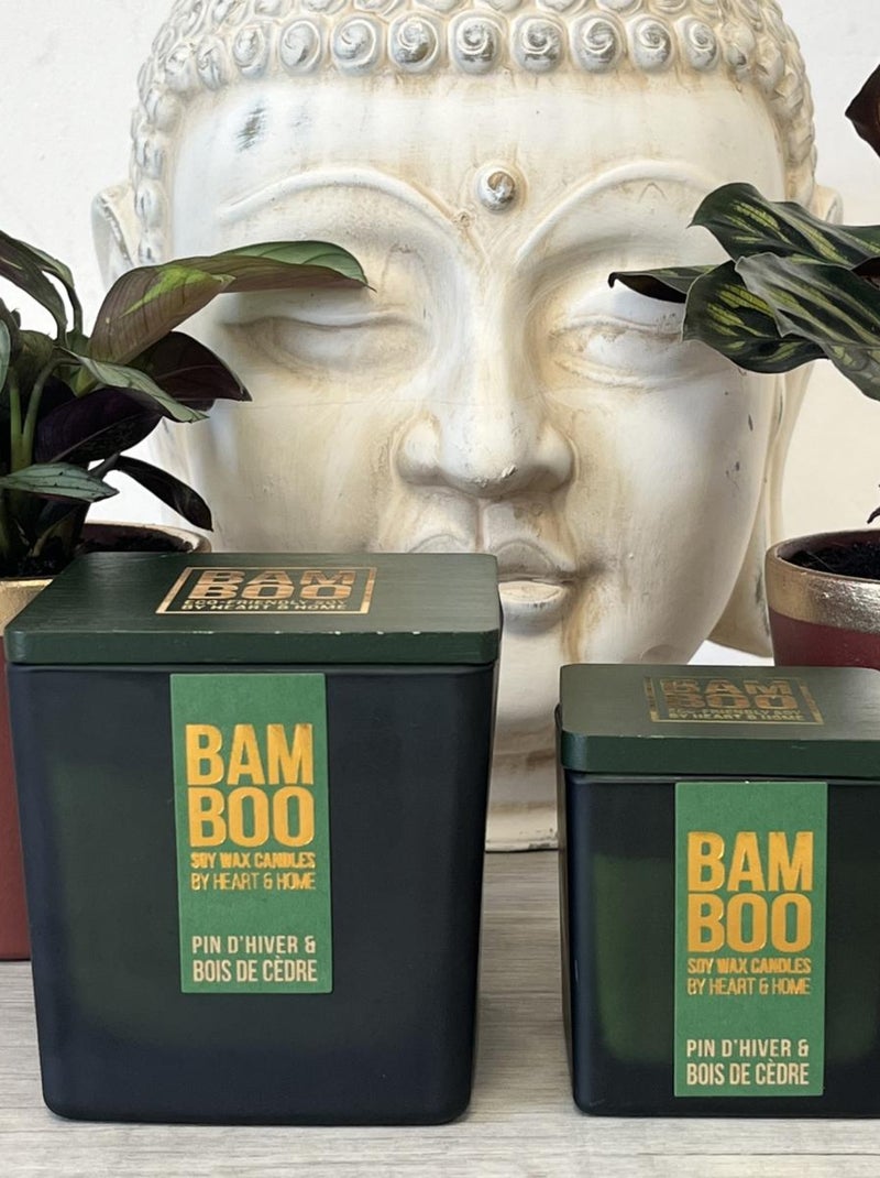 Bougie éco responsable bambou pin d'hiver et bois de cèdre Blanc - Kiabi