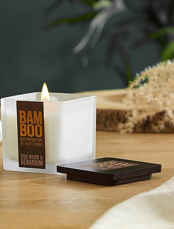 Bougie éco responsable bois de oud géranium