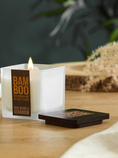 Bougie éco responsable bois de oud géranium - Kiabi