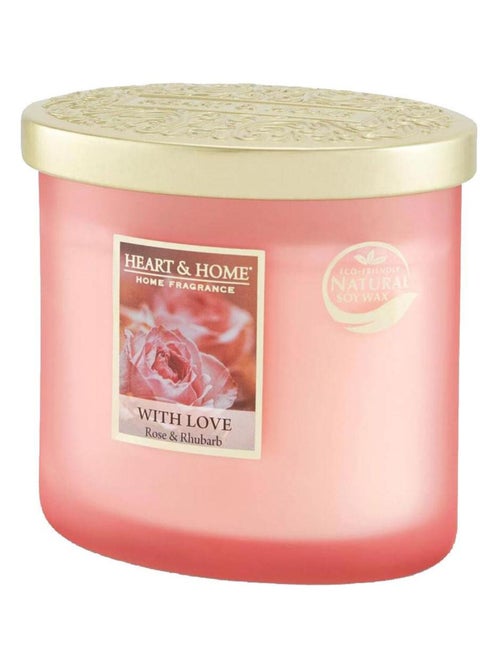 Bougie ellipse 2 mèches rose, yuzu et rhubarbe - Kiabi