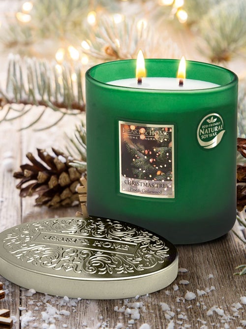 Bougie ellipse 2 mèches sapin de noël - Kiabi