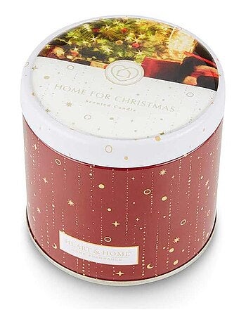 Bougie en boite métal Heart and Home Noël au coin du feu