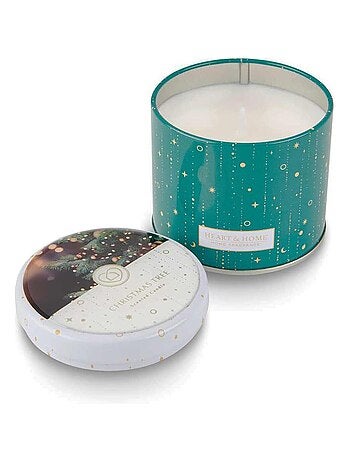 Bougie en boite métal heart and home sapin de noël