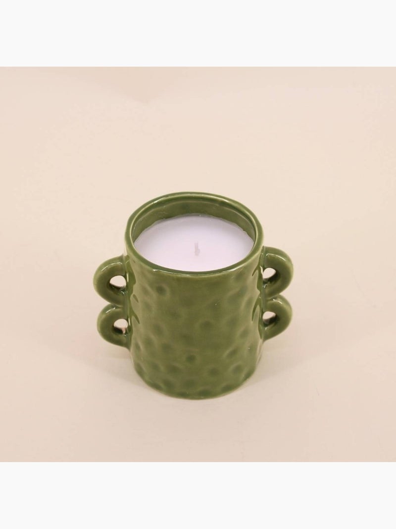 Bougie en céramique verte anses multiples 12cm Vert - Kiabi