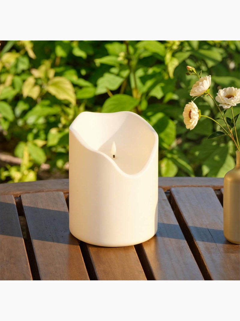 Bougie LED extérieure flamme vacillante plastique THEO Blanc - Kiabi