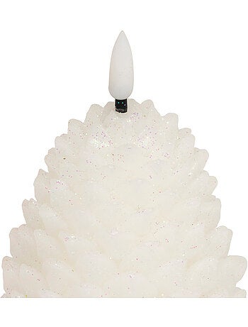 Bougie LED forme pomme de pin blanche