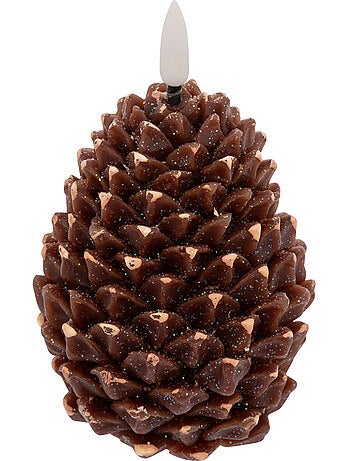 Bougie LED pomme de pin marron