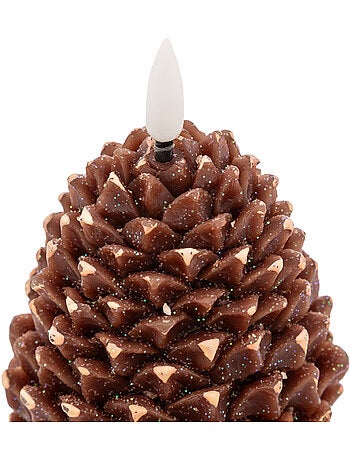 Bougie LED pomme de pin marron
