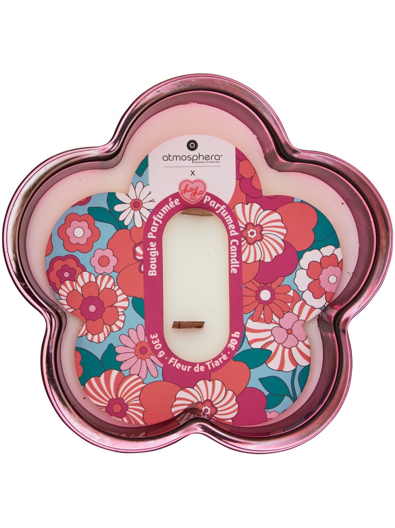 Bougie parfumée 2 mèches fleur pot en verre CHA CHA POP Vert - Kiabi