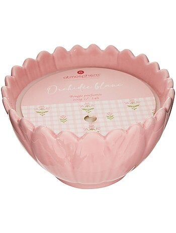 Bougie parfumée 2 mèches pot en céramique FLEUR DE ROSE