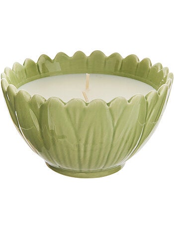 Bougie parfumée 2 mèches pot en céramique FLEUR DE ROSE