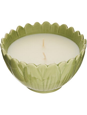 Bougie parfumée 2 mèches pot en céramique FLEUR DE ROSE