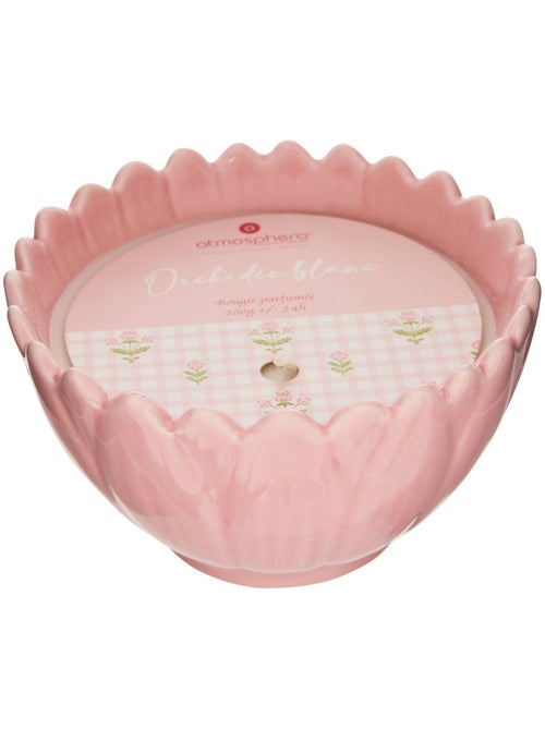 Bougie parfumée 2 mèches pot en céramique FLEUR DE ROSE - Kiabi
